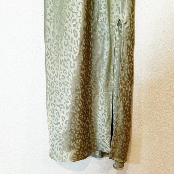Show Me Your MuMu Zio Slip Midi Dress Sage Cheetah Size Medium - Picture 4 of 7